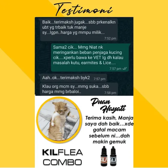 Testimoni: tak perlu bawa ke vet lagi untuk kutu dan earmite